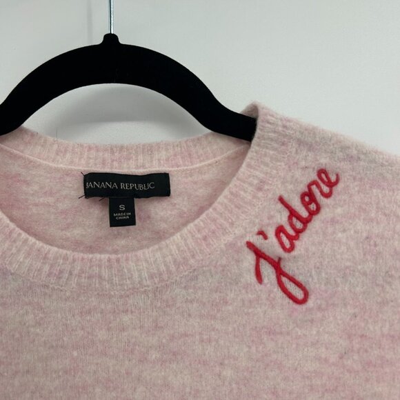 BANANA REPUBLIC Pink Wool Blend J'Adore Crewneck Pullover Sweater Size Small - Picture 3 of 4